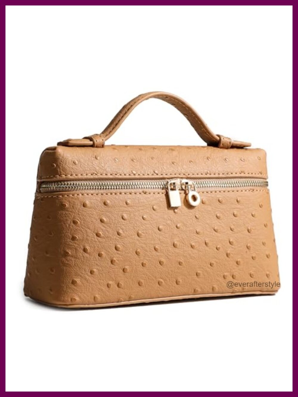 Synthetic Ostrich Leather Crossbody Bag Small Top-Handle Pouch Purse